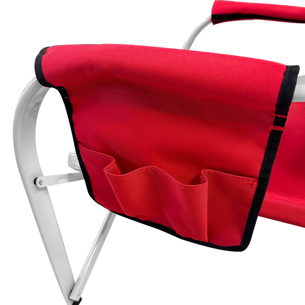 Red Foldable Director Chair Camping Chair Cup Holder Side Table Camp Seat