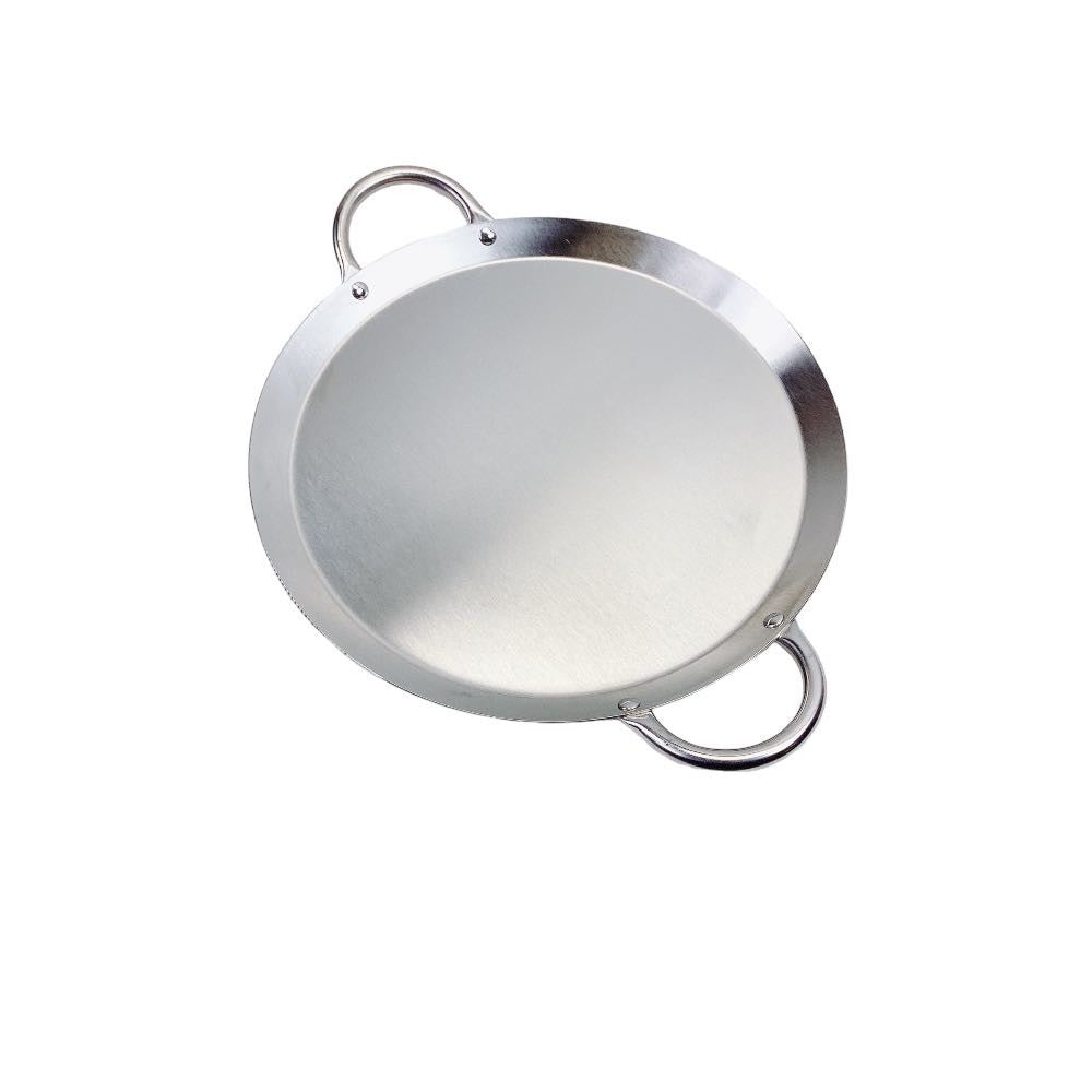 14'' Stainless Steel Round Serving Platter Ottoman Tray with Handles