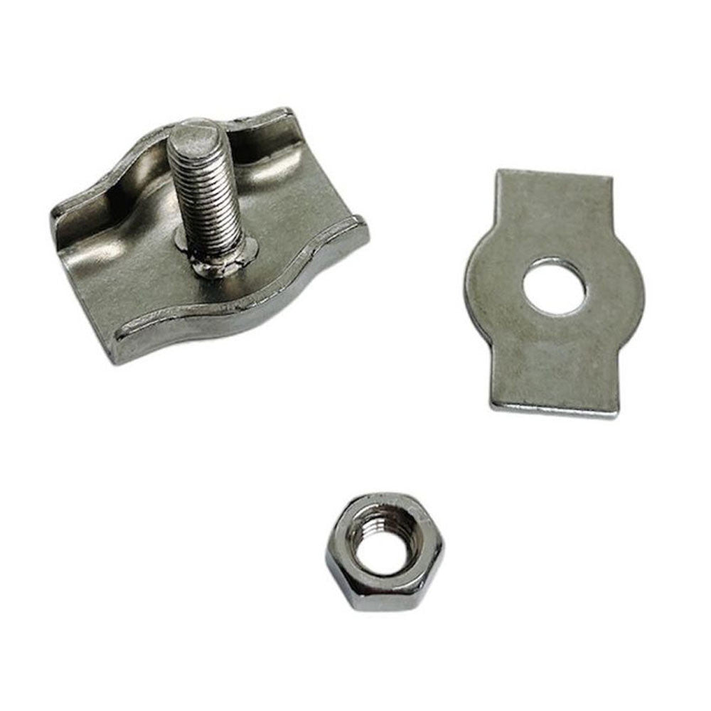 4 Pc Set T304 Stainless Steel Single Simplex Clip, Bolt Wire Rope Clip for Cable, Rigging, Marine, Outdoor, and Utility Use