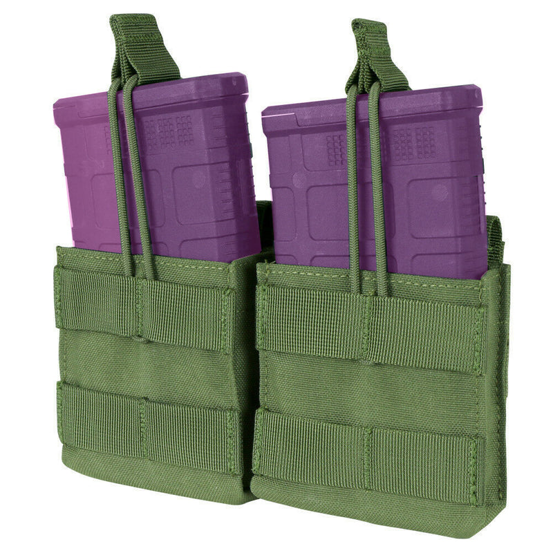 Tactical Double 7.62 .308 Open Top Bungee Molle Mag Pouch