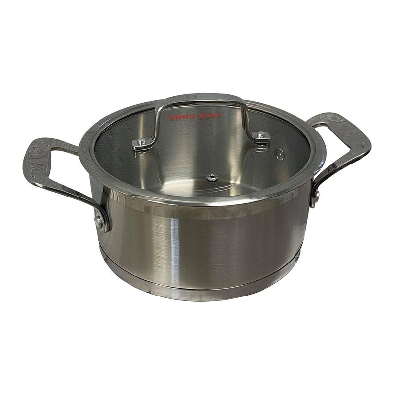 2QT,3QT,6QT Stainless Steel Stock Pot Pan Cookware Rust Proof Tempered Glass Lid