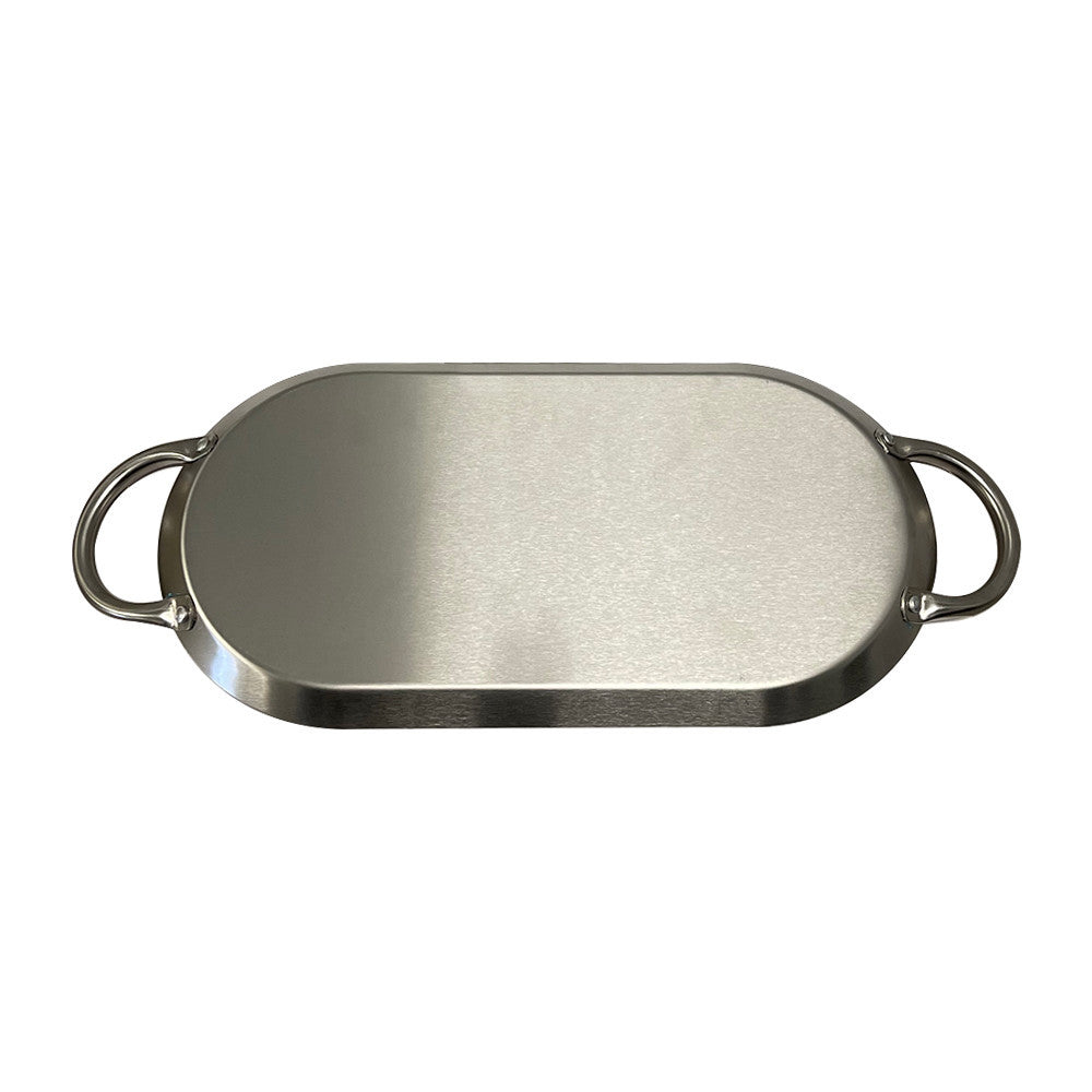 ROUND, OVAL, RECTANGULAR Stainless Steel Serving Platter – Ottoman Tray with Handles for Kitchen, Parties & Decorative Display