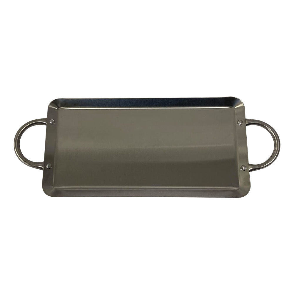 ROUND, OVAL, RECTANGULAR Stainless Steel Serving Platter – Ottoman Tray with Handles for Kitchen, Parties & Decorative Display