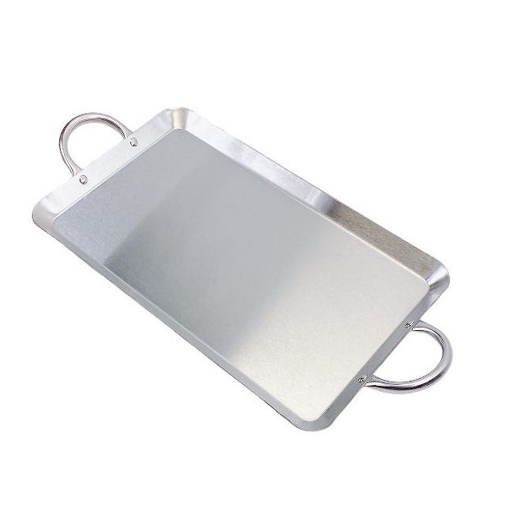 ROUND, RECTANGULAR Stainless Steel Serving Platter – Ottoman Tray with Handles for Kitchen, Parties & Decorative Display