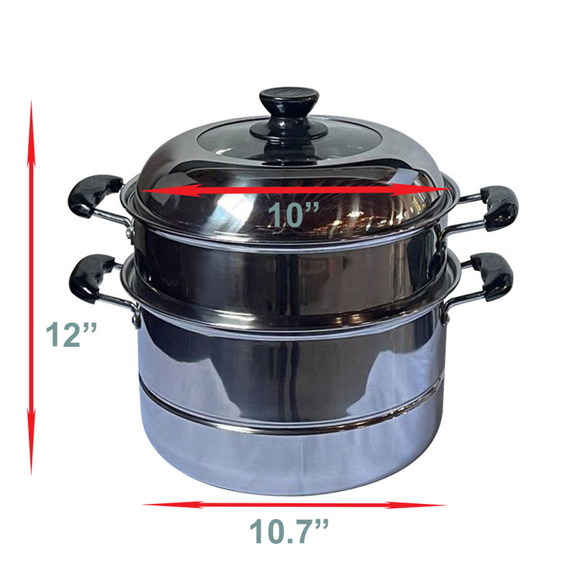 Stainless Steel 2 Tier Steam Pot Cookware Steamer Meat Vegetable Cooker