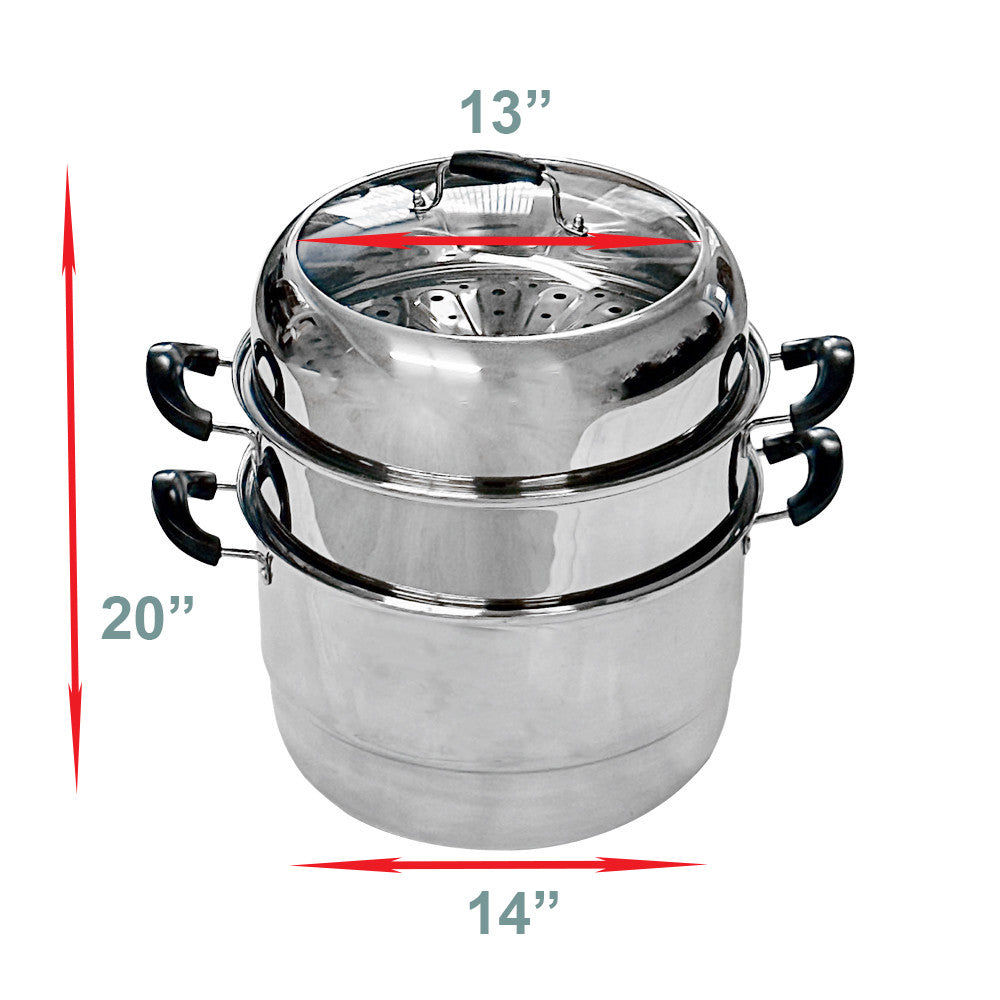 Stainless Steel 2 Tier Steam Pot Cookware Steamer Meat Vegetable Cooker