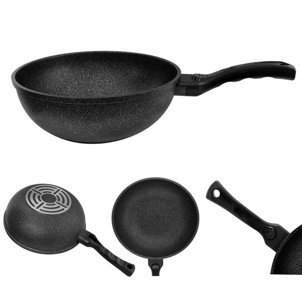MADE IN KOREA Non-Stick Marble Wok Cooking Frying Pan Pot Gas Stove Burner Cookware