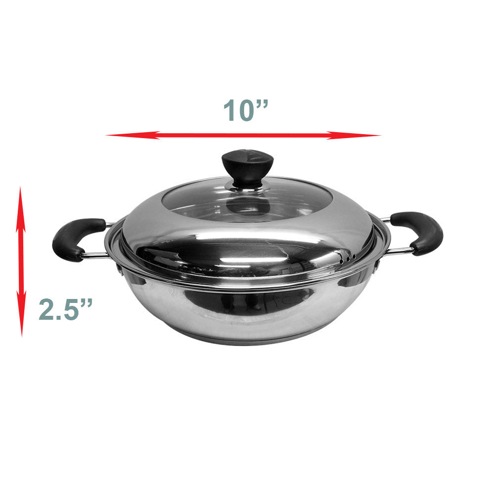 HOT POT Chafing Dish Pot Cookware Mirror Finish See Through Lid Pots and Pan