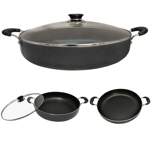 Aluminum Low Pot Cookware Deep Cooking Non Stick Coating Wide Wok Style