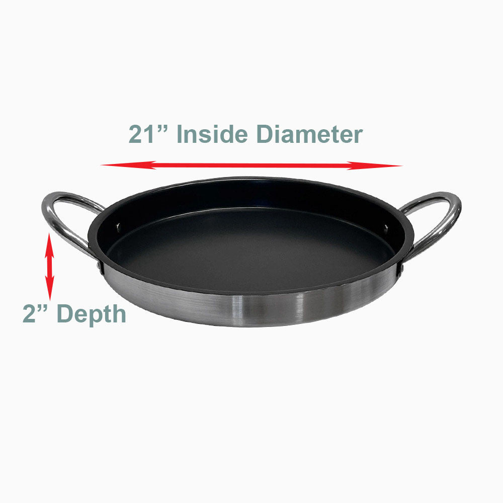 Round Stainless Steel Flat Comal Griddle Pan Grill Tray Cook Non-Stick