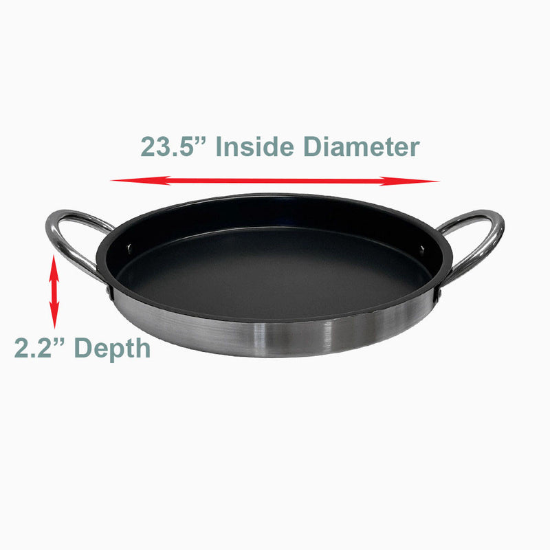 Round Stainless Steel Flat Comal Griddle Pan Grill Tray Cook Non-Stick