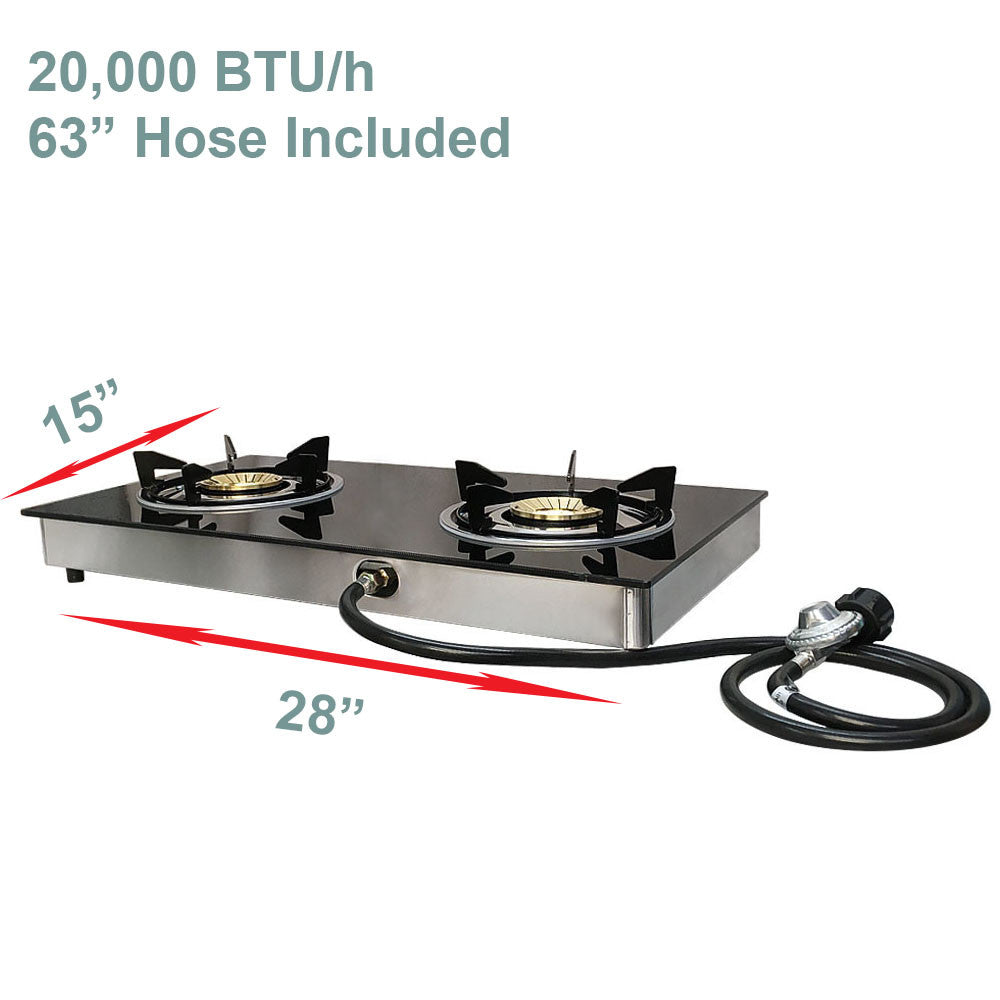 Propane Gas Burner Stainless Steel Stove Table Auto Ignition With Regulator Hose