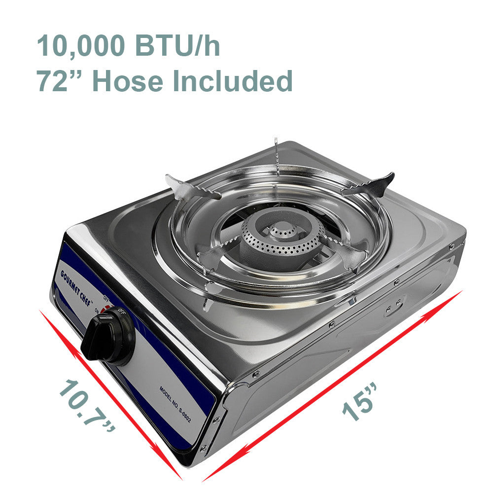 Propane Gas Burner Stainless Steel Stove Table Auto Ignition With Regulator Hose