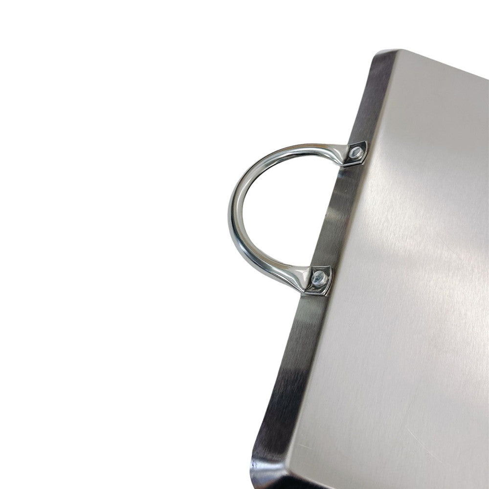 12" Stainless Steel Square Serving Platter Ottoman Tray Flat Pan with Handle