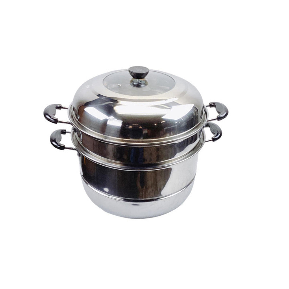 12.5"(32cm) Stainless Steel Steam Pot 2 Tier Multi-Layer Stack Steam Pot Boiler