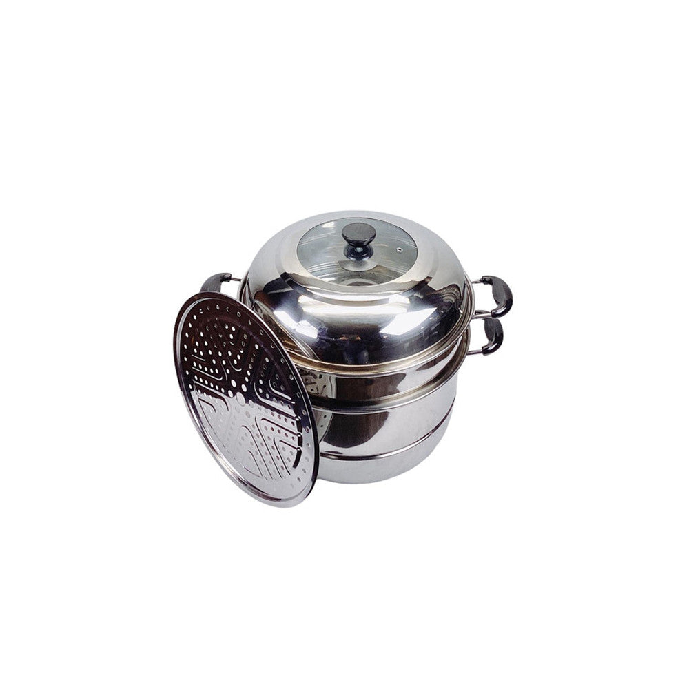 12.5"(32cm) Stainless Steel Steam Pot 2 Tier Multi-Layer Stack Steam Pot Boiler