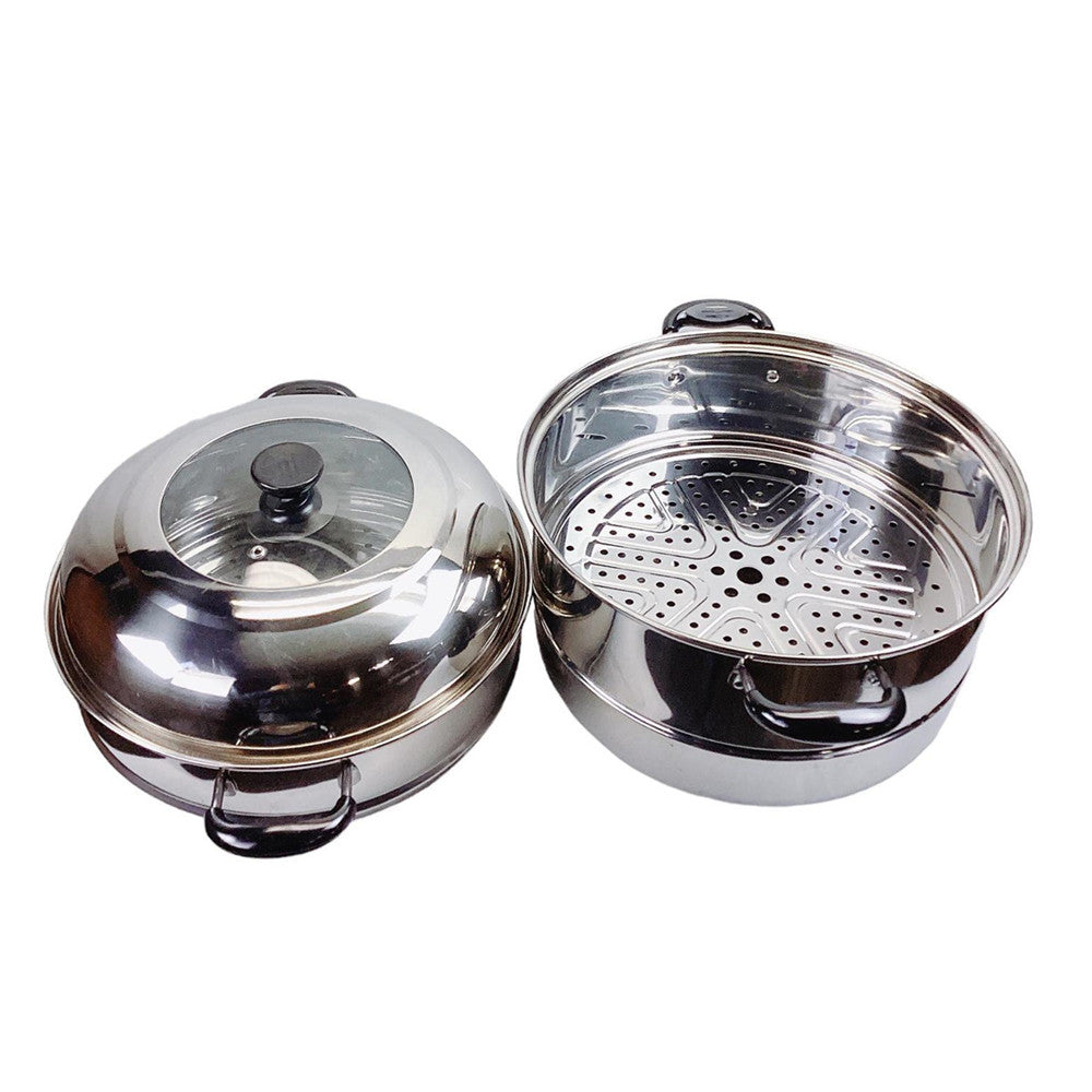 12.5"(32cm) Stainless Steel Steam Pot 2 Tier Multi-Layer Stack Steam Pot Boiler