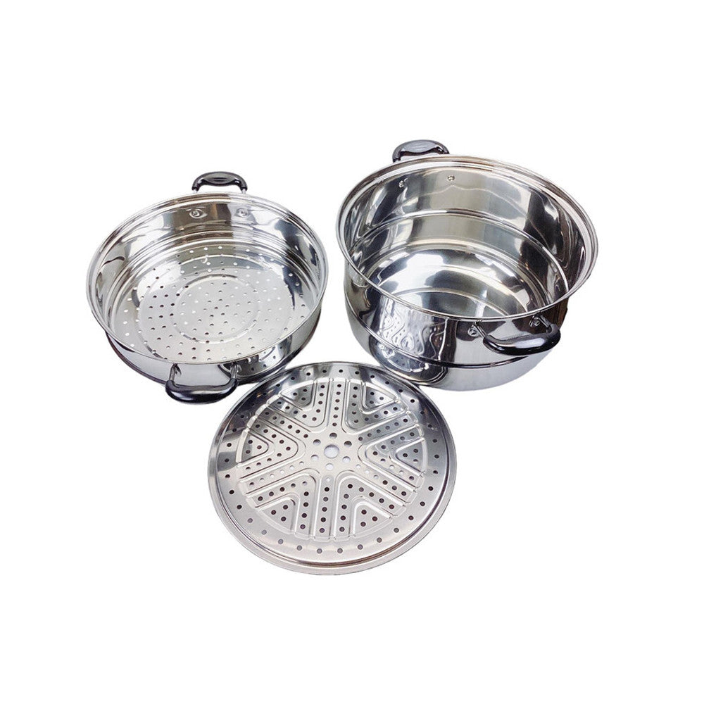 12.5"(32cm) Stainless Steel Steam Pot 2 Tier Multi-Layer Stack Steam Pot Boiler