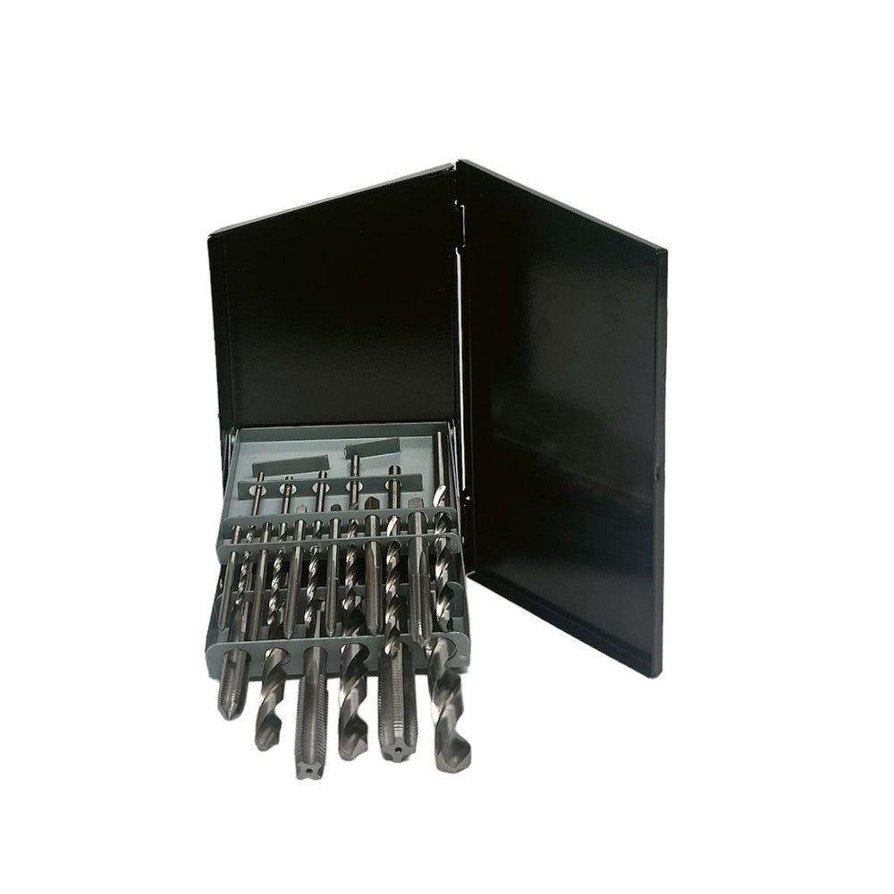 18 Pc HSS UNF Tap Drill Set High Speed Steel Drilling Bit Plug Chamfer Tap Drill