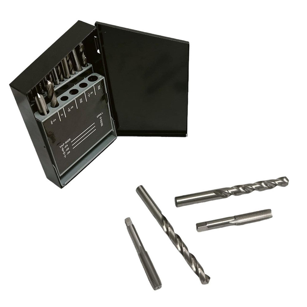 18 Pc HSS UNF Tap Drill Set High Speed Steel Drilling Bit Plug Chamfer Tap Drill
