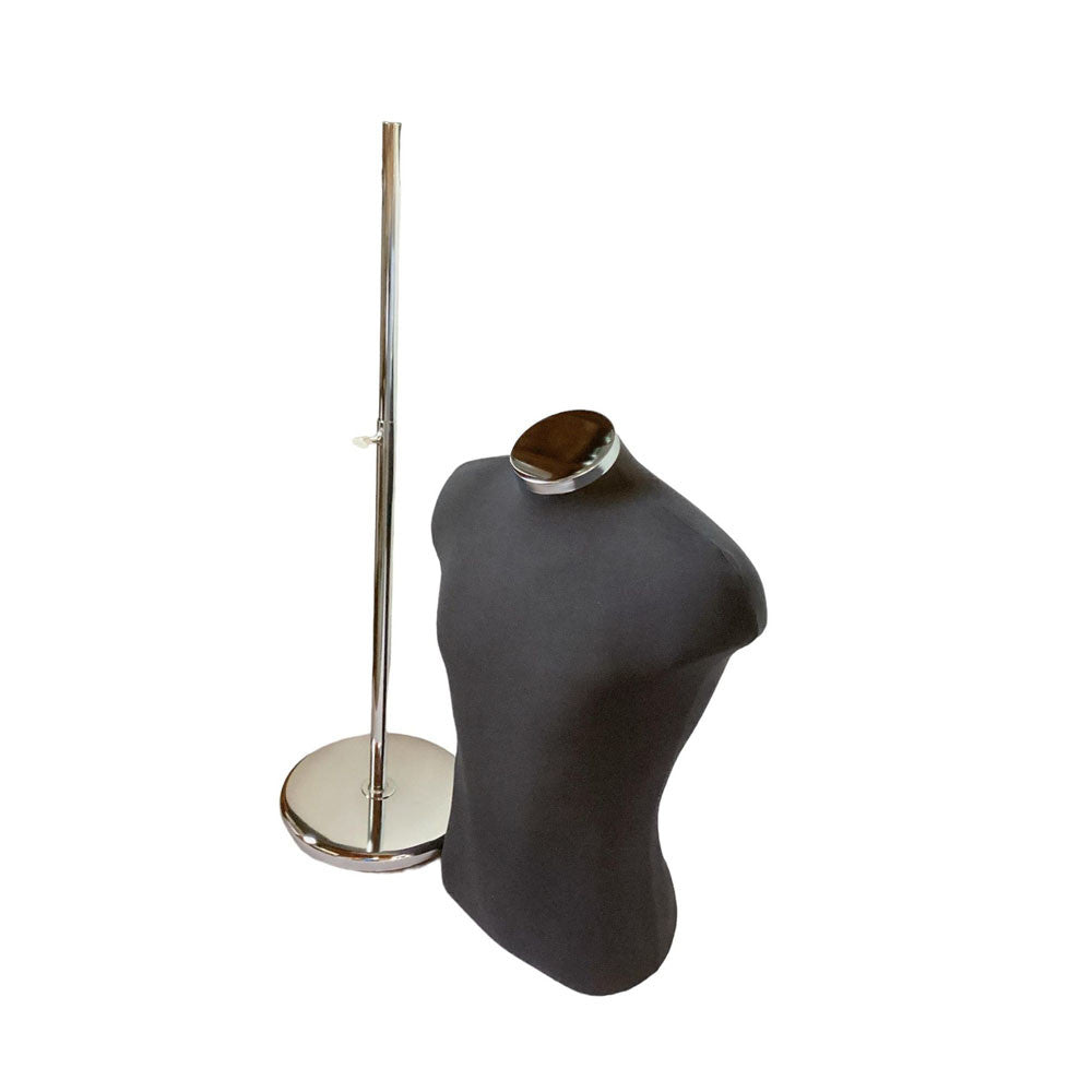 Black Shirt Form & Neckblock Mannequin Adjustable Height Stand 38-3/4" Bust