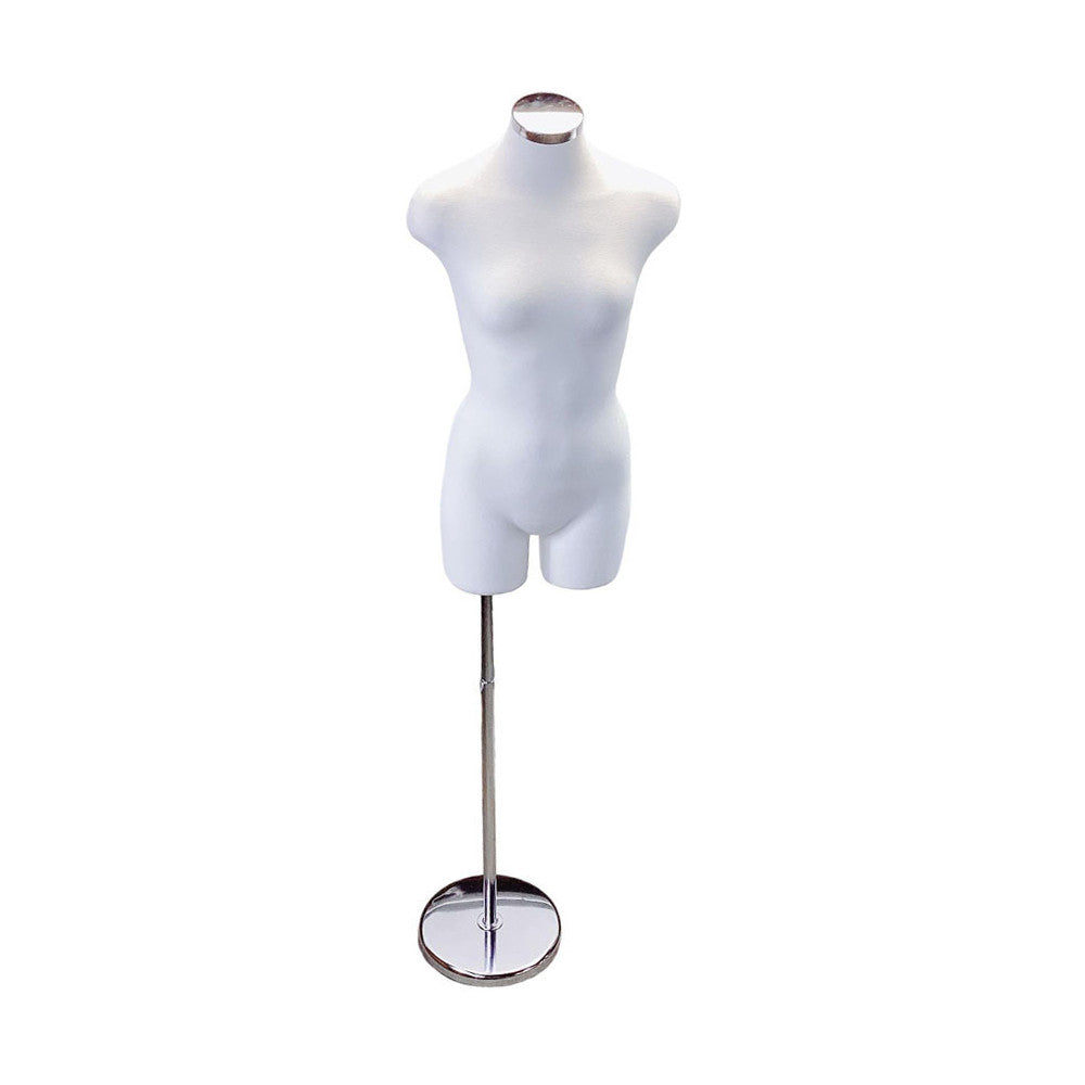 Cream Women Torso Form Neckblock Mannequin Adjustable Height Stand 32-1/2" Bust