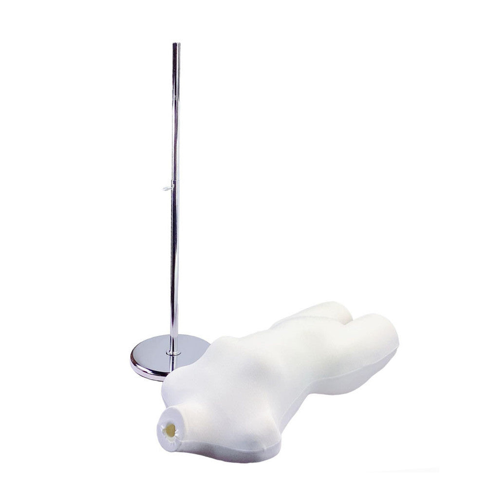 Cream Women Torso Form Neckblock Mannequin Adjustable Height Stand 32-1/2" Bust