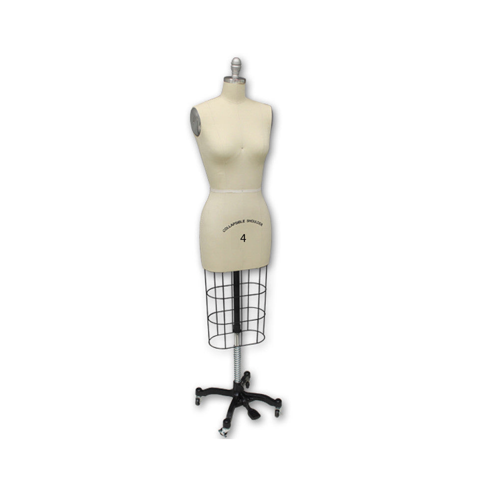 Sz 4 Half Body Female Professional Dress Form w/ Collapsible Shoulder