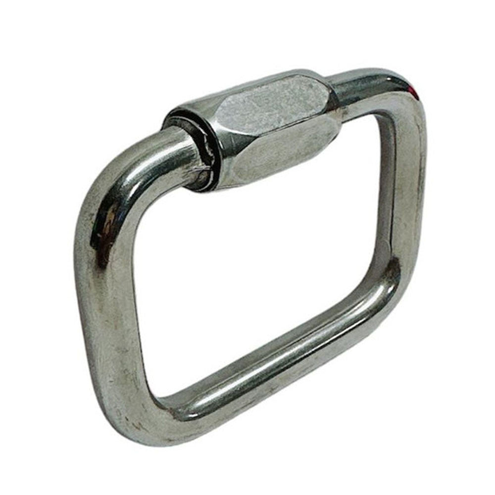 4 Pc Set Marine T316 Stainless Steel Square Quick Link, Locking Carabiner Connector for Chain, Rope, Cable, and Rigging