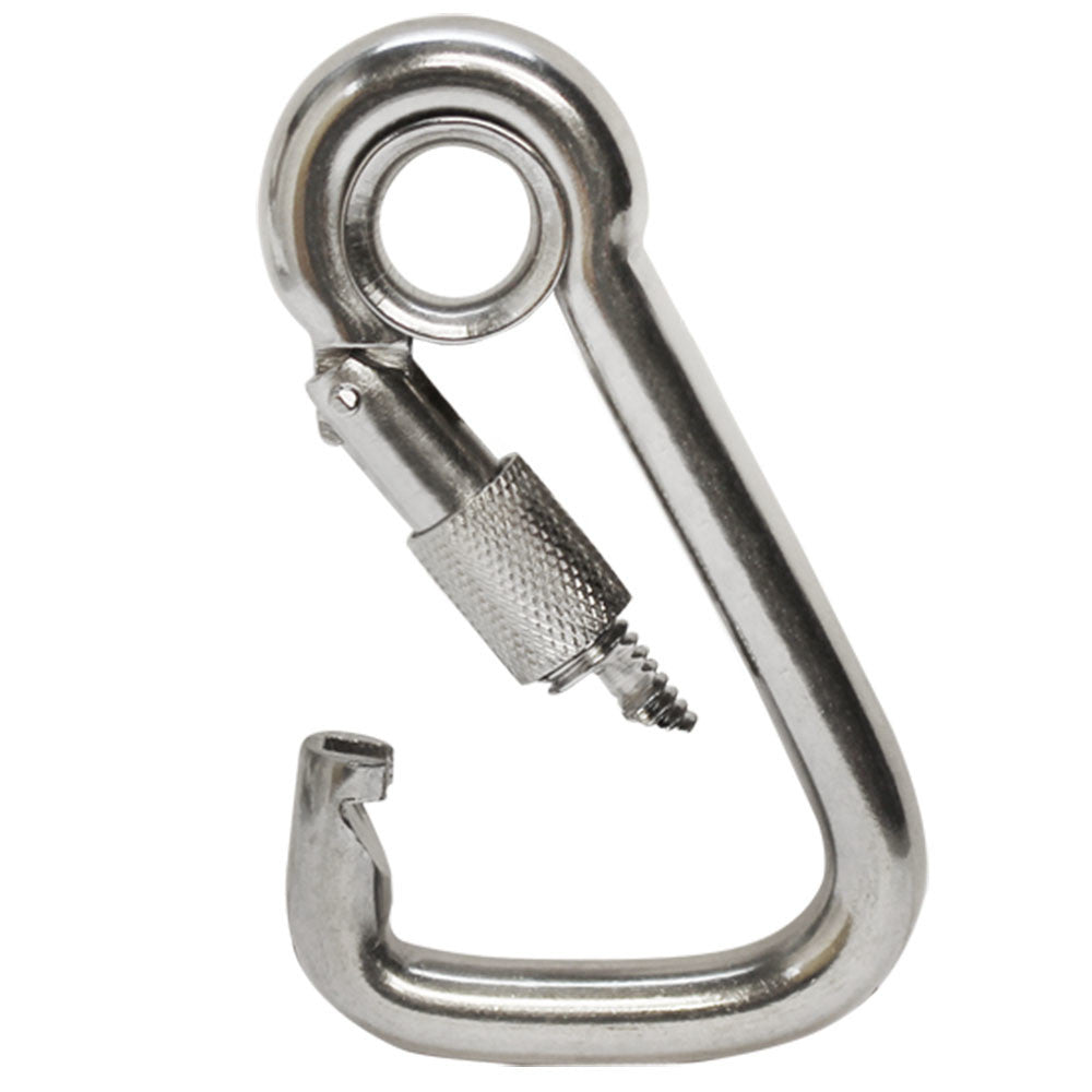 T316 Stainless Steel Angle Spring Snap Hook with Eyelet and Screw, 5 Pack Marine Grade Boat Clip for Rope and Cable
