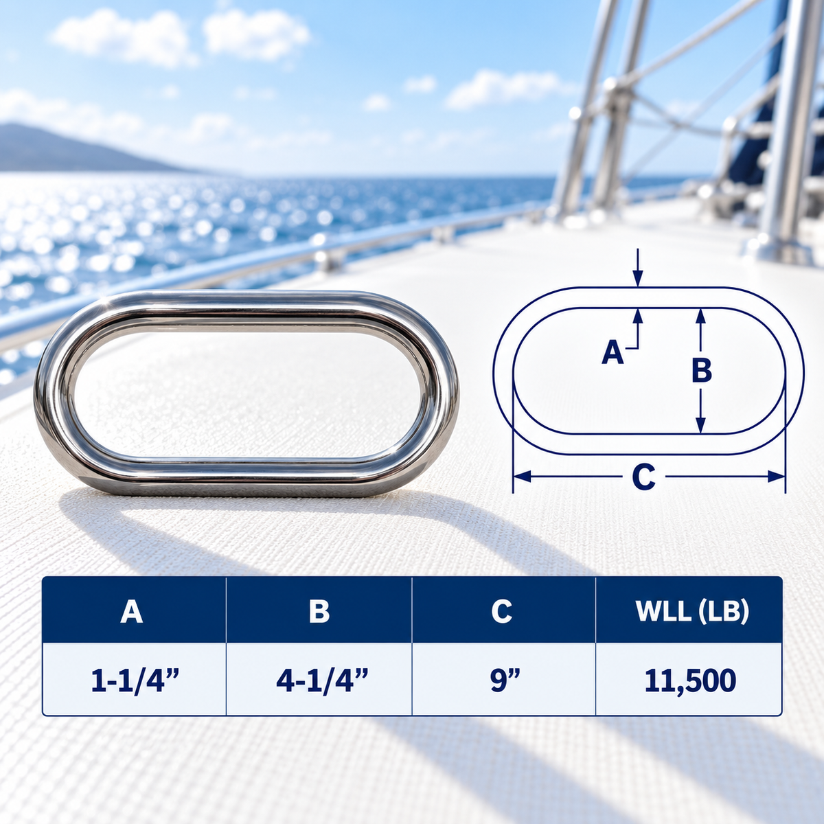 Stainless Steel T316 Marine Master Link, Welded Formed Rigging Link for Boat, Lifting, Chain, Rope, Cable, Dock, and Outdoor Hardware