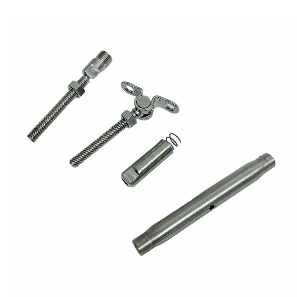 4 Pc Set T316 Stainless Steel Push And Go Deck Toggle Turnbuckle, Marine Grade Cable Tensioner for 3/16" and 1/4" Cable