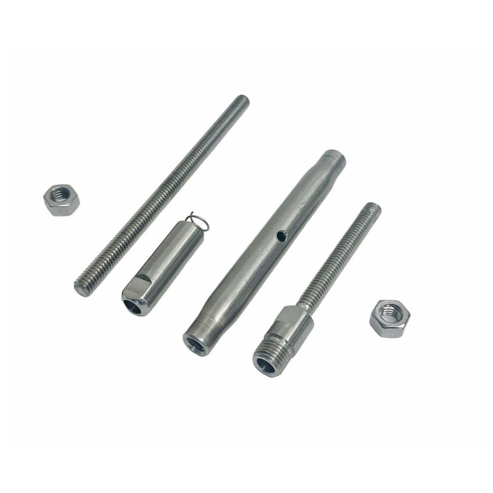 4 Pc Set Marine T316 Stainless Steel Push And Go Threaded Turnbuckle, Cable Wire Rope Tensioner for Deck, Dock, Rail, and Lifeline Systems