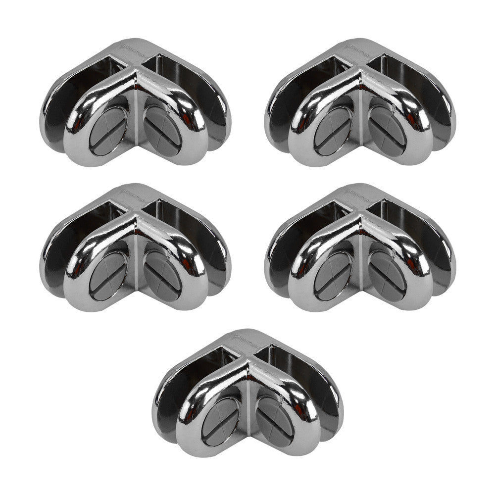 20 PCS CHROME 2 Way Glass Cube Connector Clip 3/16" Tempered Glass Shelf