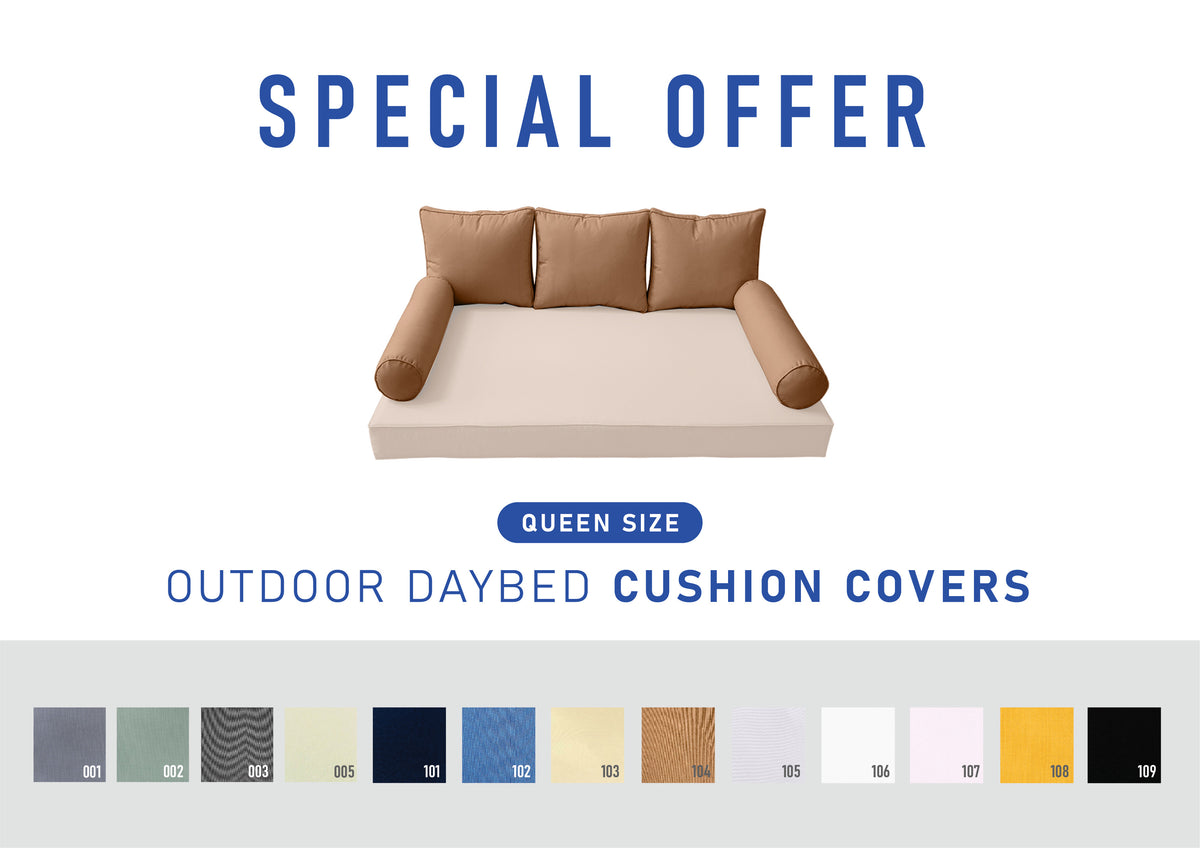 STYLE 3 Pillow & Bolster Cushion for Outdoor Indoor Daybed Porch Swing Bed Queen Size | COVERS ONLY |