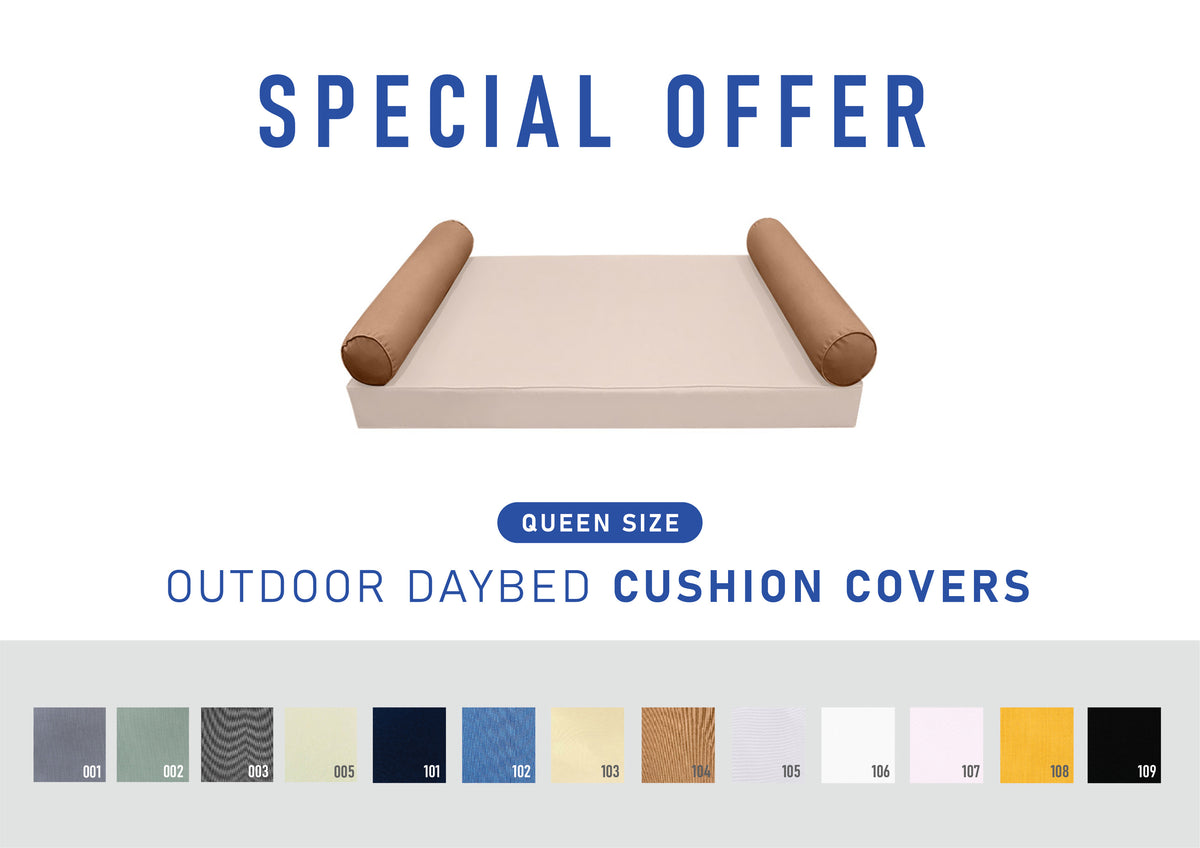 STYLE 5 Bolster Pillow for Outdoor Indoor Daybed Porch Swing Bed Queen Size | COVERS ONLY |