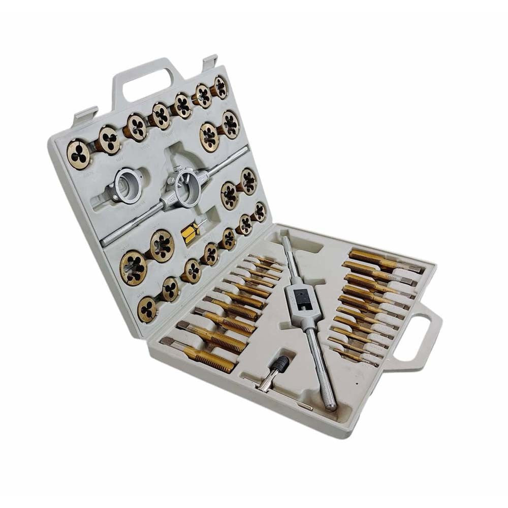 45 Pc Titanium Coated METRIC Standard Tap & Die Set Coarse Threads Handle Wrench