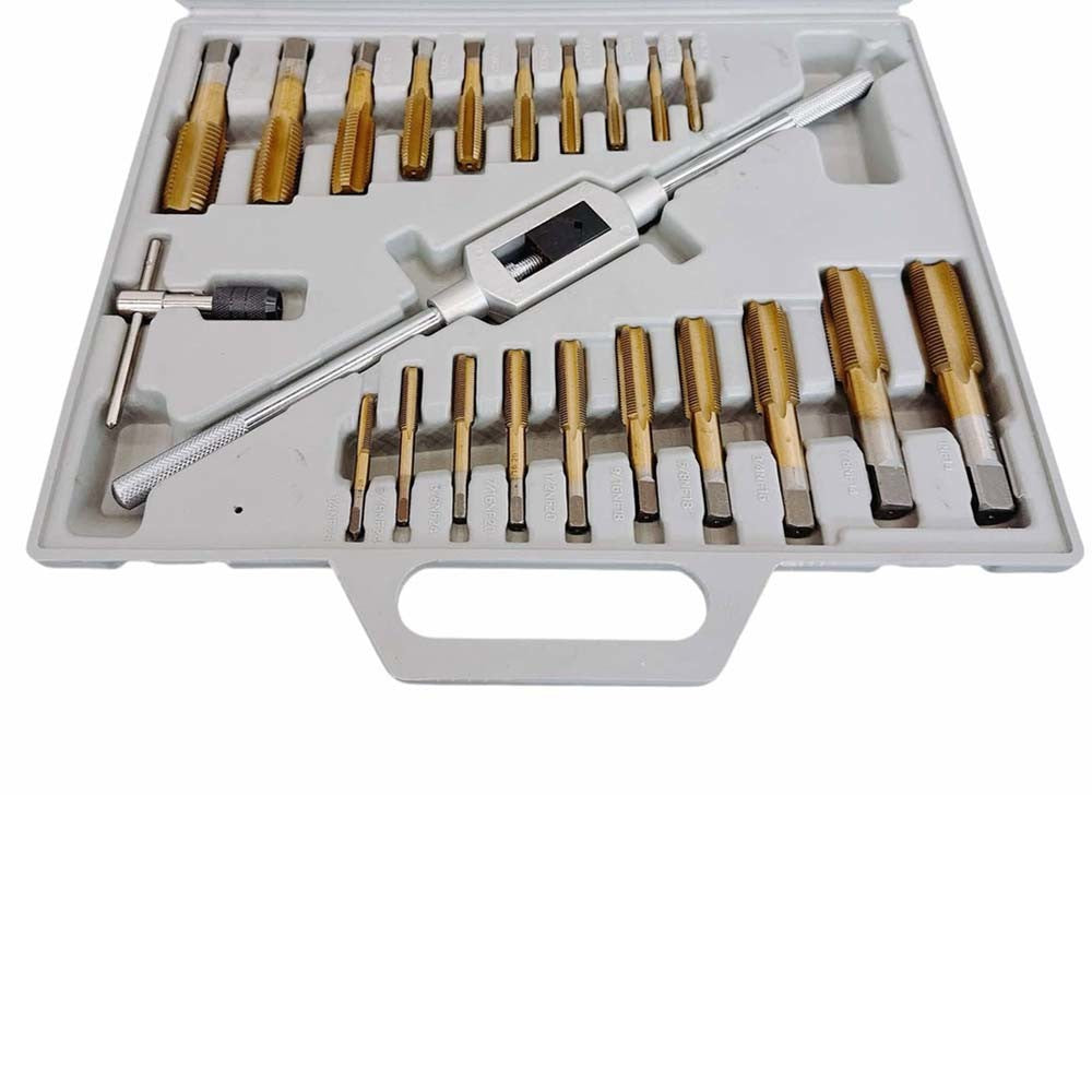 45 Pc Titanium Coated SAE Standard Tap & Die Set Coarse Threads Handle Wrench