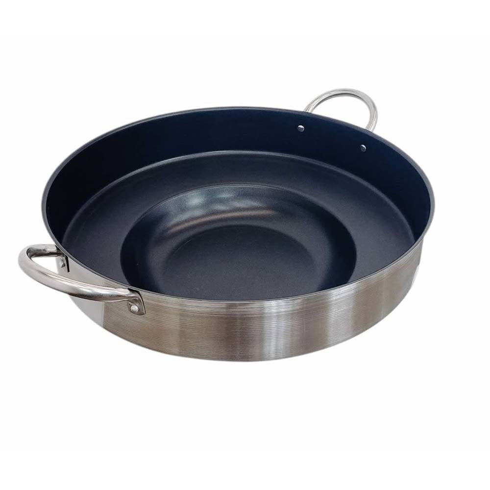 HD 23" x 7" Stainless Steel Concave Comal Griddle Pan Non-Stick Coating Cookware