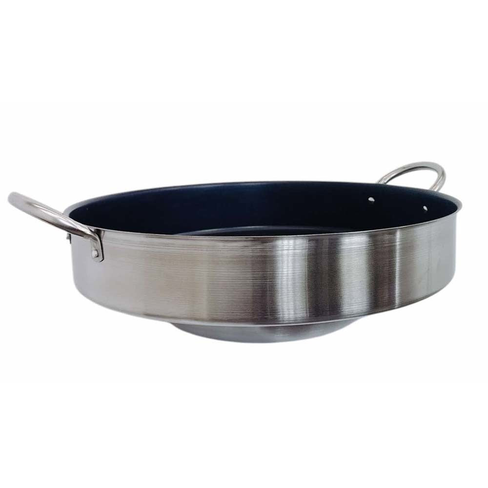HD 23" x 7" Stainless Steel Concave Comal Griddle Pan Non-Stick Coating Cookware