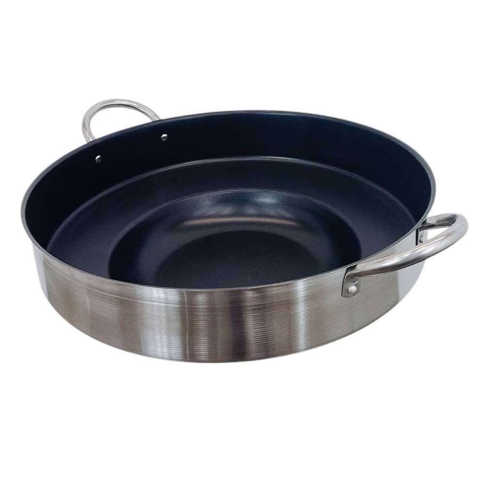 HD 23" x 7" Stainless Steel Concave Comal Griddle Pan Non-Stick Coating Cookware