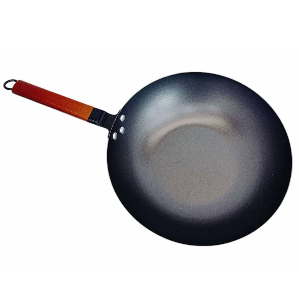 9-7/8" Carbon Steel Wok Frying Pan Gourmet Chef Chinese Traditional Wok Cookware