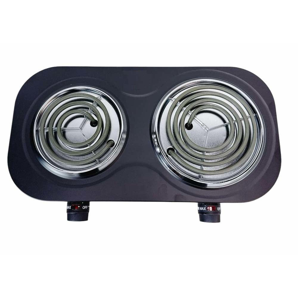 Black 18" x 9-1/2" Portable Double Electric Burner Stove Cooktop Cooking Stove