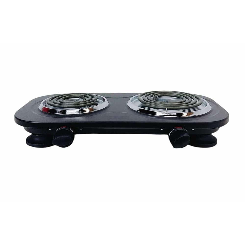 Black 18" x 9-1/2" Portable Double Electric Burner Stove Cooktop Cooking Stove