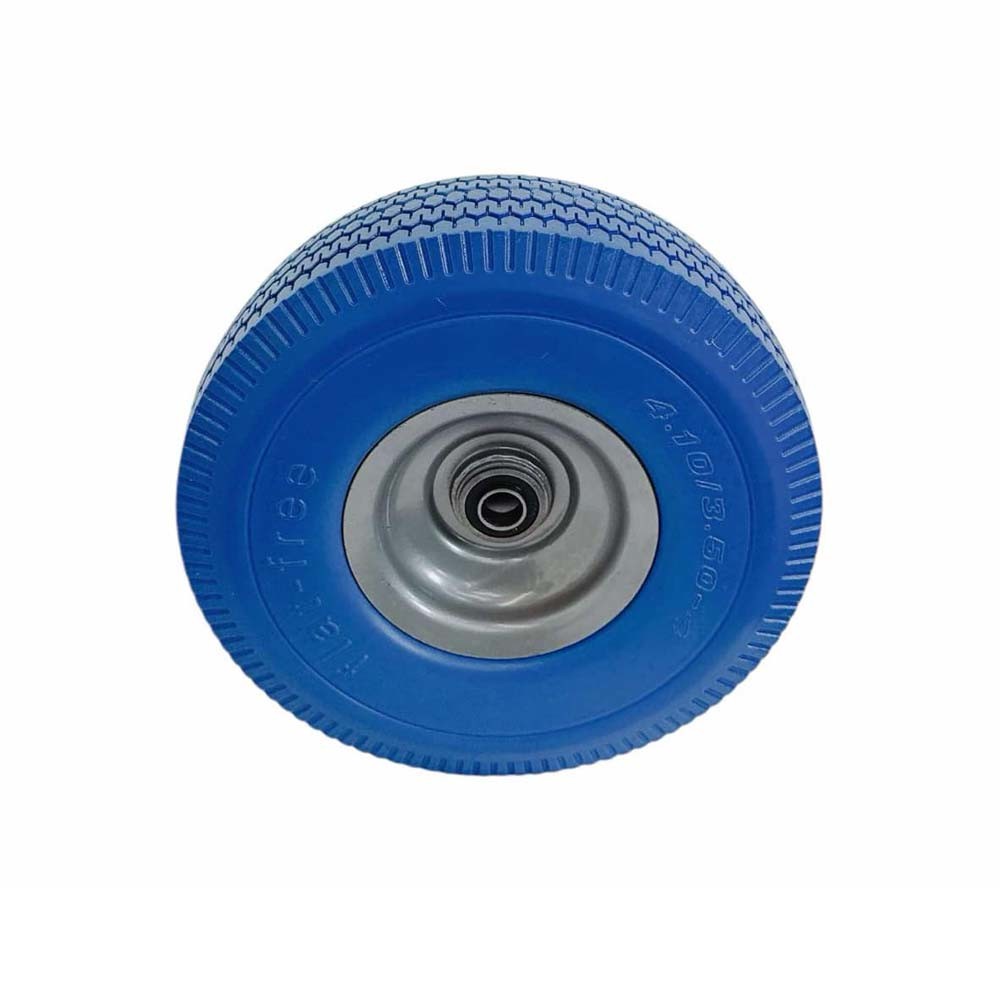 Blue 10" Heavy Duty Solid Rubber Flat Free Tubeless Hand Truck Utility Tire