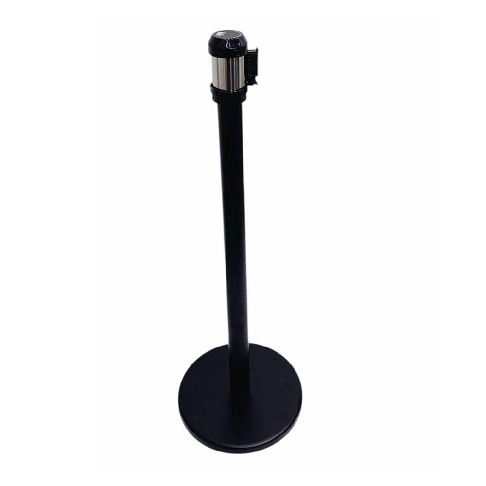 39" Tall Black Belt Type Stanchion 75" long Black Retractable Belt Barrier Post