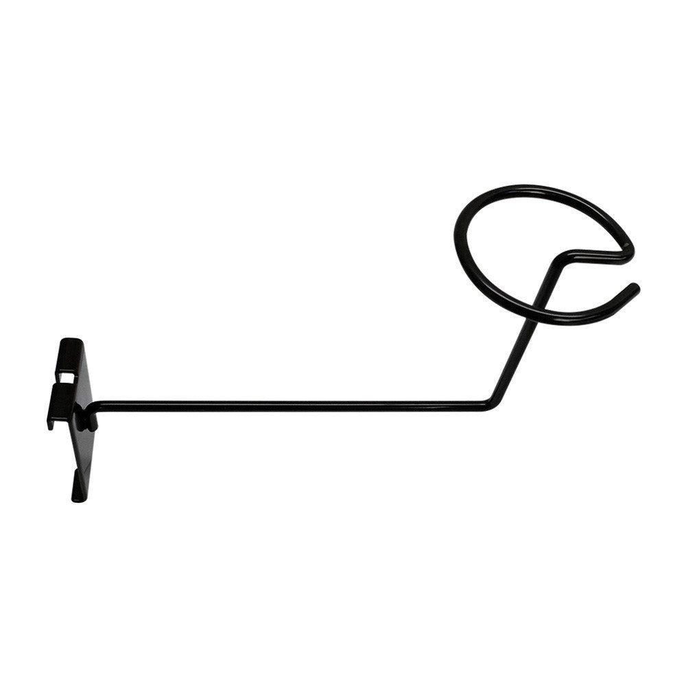 Single cap holder Gloss Black hook for gridwall panels in boutiques or shops
