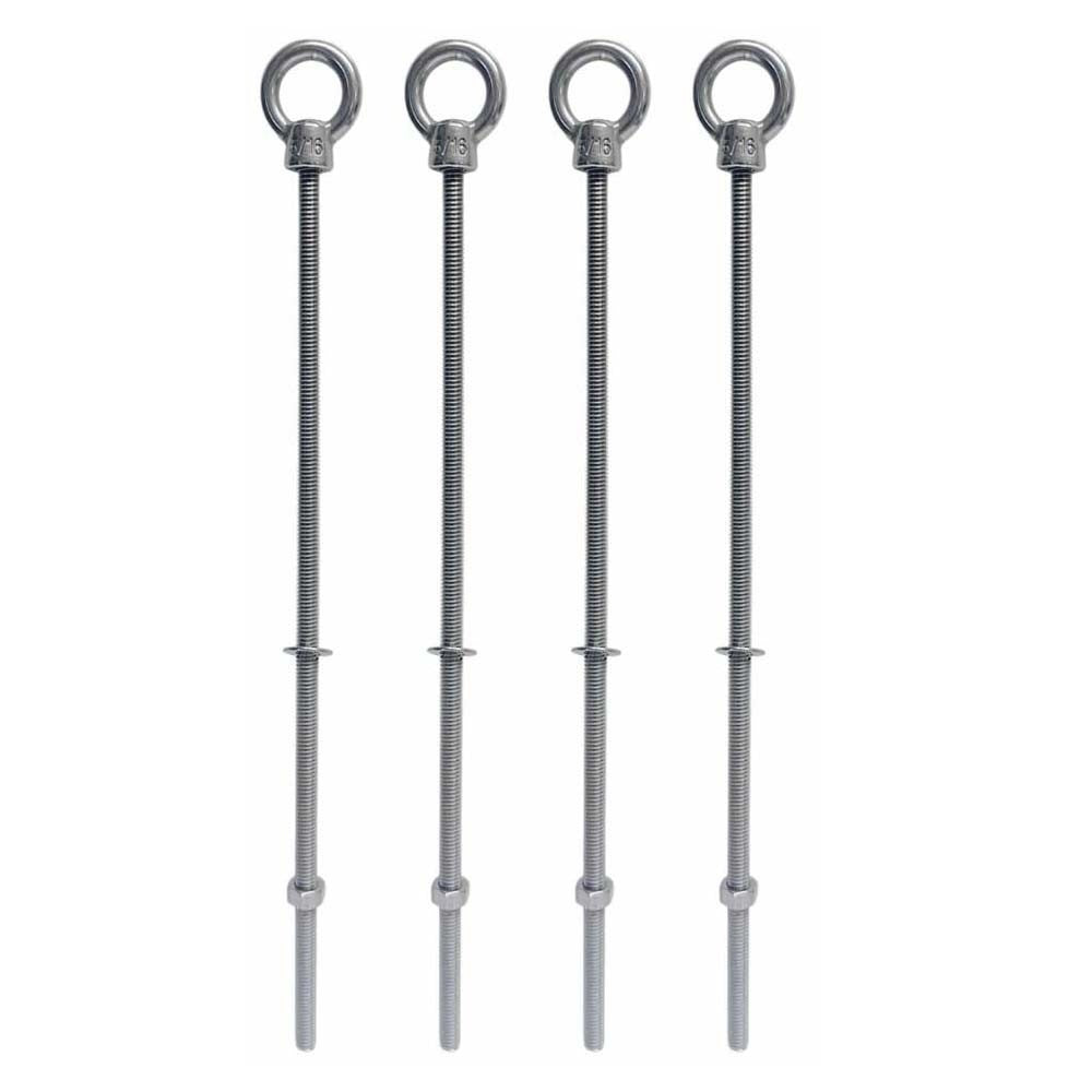 4 Pc Marine Boat T316 Stainless Steel 5/16" x 12" Shoulder Eye Bolt 800 Lbs WLL