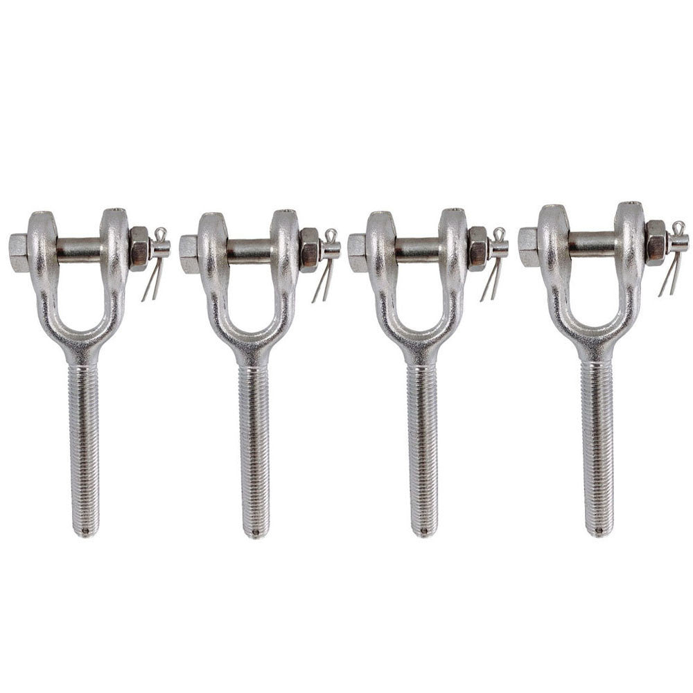 4 Pc Stainless Steel 3/8" Drop Forged Turnbuckle Jaw LEFT HAND Thread 1200Lb WLL