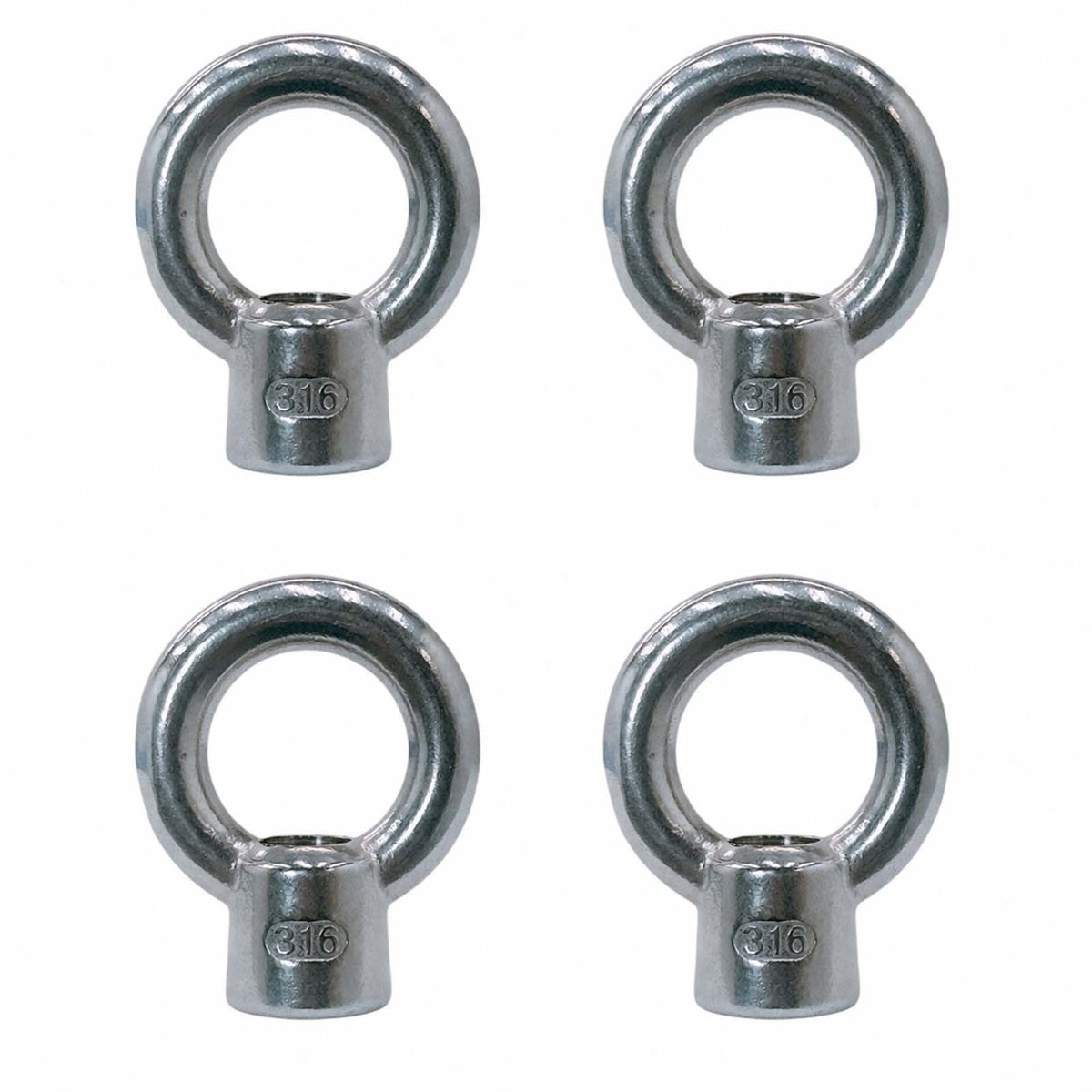 4 Pc Marine Grade T316 Stainless Steel 1" Lifting Eye Nut UNC Thread 7,500 Lbs WLL Eye Bolt Nut